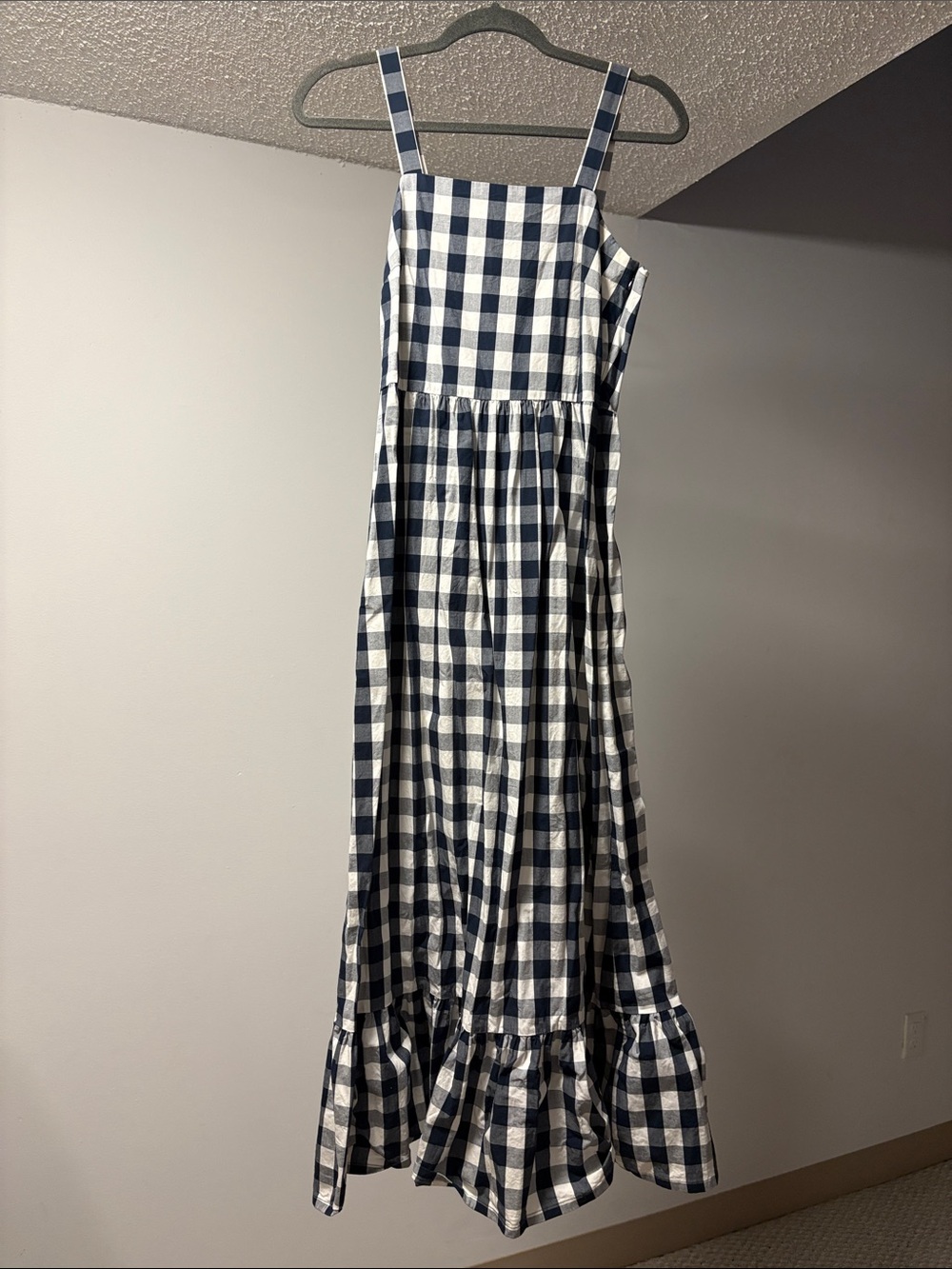 JCrew Blue and White Gingham Maxi Sundress